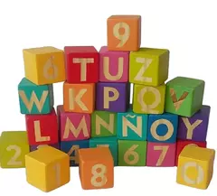 Cubos Bloques De Madera Letras Abecedario Numeros Dn en internet