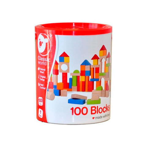 Bloques Madera Balde Construccion Encastre Didactico X100 Cw