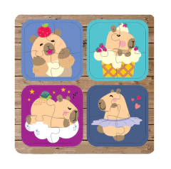 Rompecabezas De Madera Capibara Carpincho 4 Piezas 4 En 1