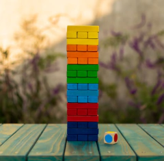 Juego De Mesa Torre Apilable Color Con Dado 54 Piezas Krm en internet