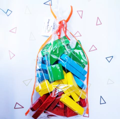 Bolsa De Bloques Didacticos De Madera 40 Piezas Grande Krm