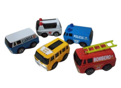 Mini Van Auto De Metal Policia Bombero Bus Ambulancia Jm