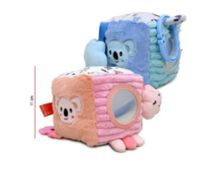 Cubo Sonajero Sensorial Con Espejo Mordillo Didactico Peluche - Accesibble