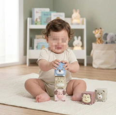 Cubos Apilables Blandos Silicona X6 Bebe Animales Bimbi - Accesibble | Juguetería Didáctica Montessori y Waldorf CABA