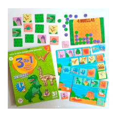 Juego De Mesa 3 En 1 Dinosaurios Loteria Juego de Memoria Alinea 4 - comprar online