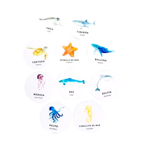 Juego Memoria Animales De Mar 20 Piezas Ingles/cast