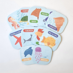 Juego De Memoria Animales De Mar Oceano Nombres 22 Piezas Keiki - comprar online