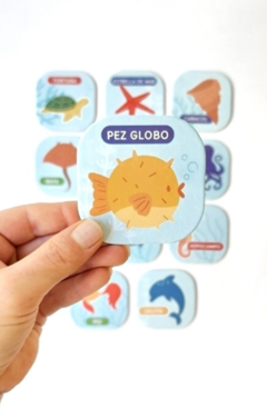 Juego De Memoria Animales De Mar Oceano Nombres 22 Piezas Keiki