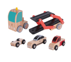 Camion Mosquito De Madera C/ 3 Autos Transporte Cw - comprar online