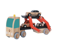 Camion Mosquito De Madera C/ 3 Autos Transporte Cw - Accesibble