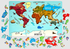Rompecabezas Encastre Mapa Planisferio Mundo Nombre Pz - comprar online