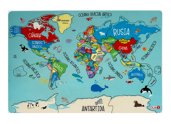 Rompecabezas Encastre Mapa Planisferio Mundo Nombre Pz