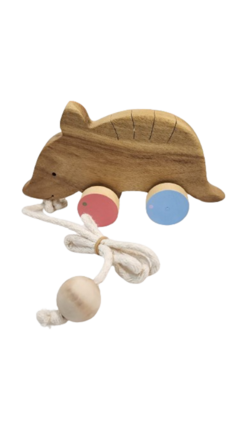 Juego De Arrastre Animales Autoctonos Carpincho Huemul Tapir Tatu Madera - Accesibble