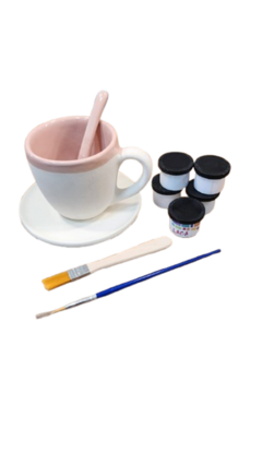 Kit Manualidades Taza Platito Ceramica Para Pintar