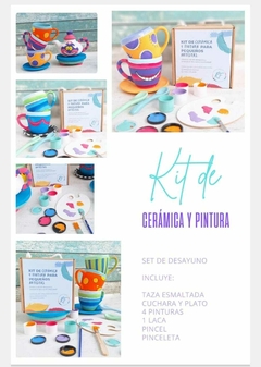 Kit Manualidades Taza Platito Ceramica Para Pintar - comprar online