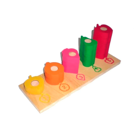 Torres De Encastre Frutas Seriacion De Madera Grande Jg