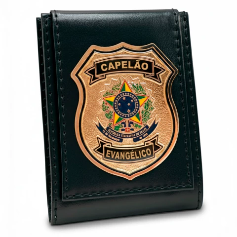 Capelão Evangélico - Carteira em Couro Legítimo - Porta Notas
