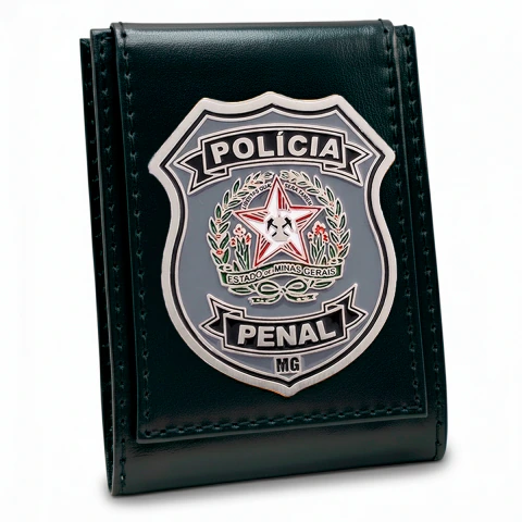 POLÍCIA PENAL - Minas Gerais - Carteira em Couro Legítimo - Porta Notas
