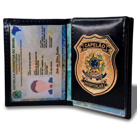 Capelão Hospitalar - Carteira em Couro Legítimo - PORTA DOCUMENTOS