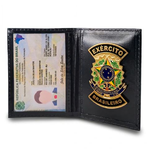 Exército Brasileiro - Carteira Feira Em Couro Legítimo - Porta Funcional