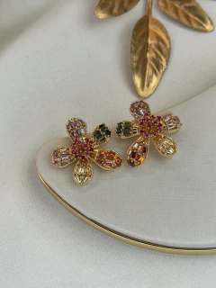 Brinco LUXO flor fina zircônia BRIGR10 na internet