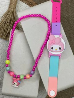 Kit Relogio e Pulseira infantil KUROMI/HELLOKIT vd05 - Ruchelli Bijoux