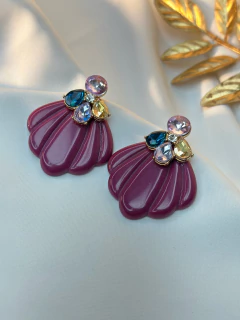 Brinco concha pedraria BRIPK01 - Ruchelli Bijoux