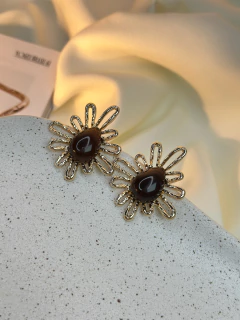 Brinco oval/onda resinado BRISN04 - Ruchelli Bijoux