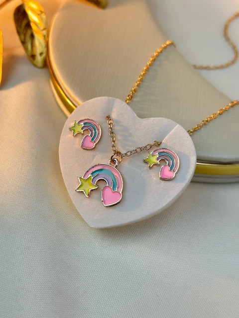 Kit brinco e colar infantil sortido ARCO-IRIS INFGR10 - comprar online