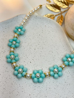 Colar flores com pérolas COJV01 - loja online