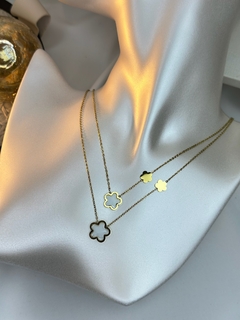 Colar duplo trevo aço inoxidável COGR04 - Ruchelli Bijoux