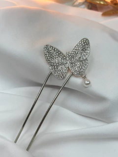 Palito de cabelo borboleta cravejado PALY01 - Ruchelli Bijoux
