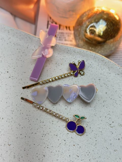 Kit 4 peças cereja/borboleta resinadas BCJT01 - Ruchelli Bijoux