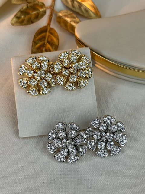 Brinco LUXO flores pétalas multiplas BRIGR10 - comprar online