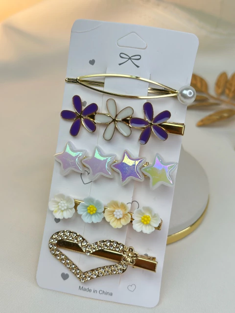 Cartelona 5 peças flores resinadas lilás CARMU01 - comprar online