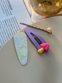 Kit 3 peças oval flores pintadas INFJC01 - Ruchelli Bijoux