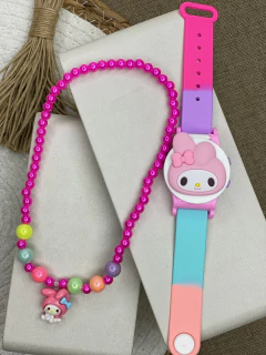 Kit relógio e colar turma Hello Kitty INFVR01