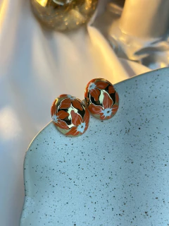 Brinco flores resinadas botão BRIPD01 - loja online