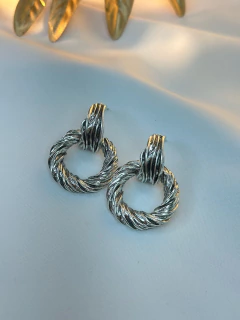 Brinco envelhecido circulo torcido BRILC03 - Ruchelli Bijoux