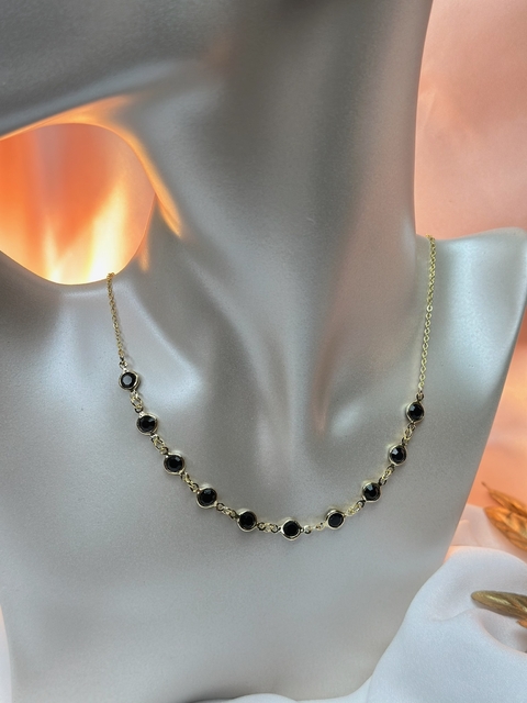 Chocker folheada pedras pretas COMU03 - comprar online