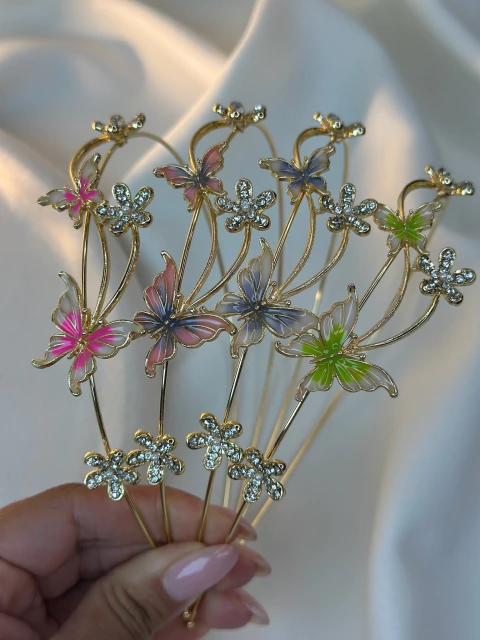 Tiara ferro borboleta detalhada resinada TILS07 - comprar online