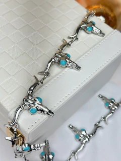 Cinto touro aplicação turquesa CINCC01