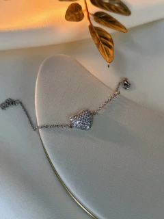 Pulseira coração cravejado PUGR10 - Ruchelli Bijoux