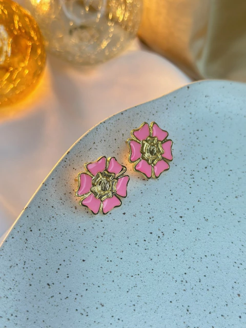 Brinco flor resinada rosa BRIPR01 - comprar online