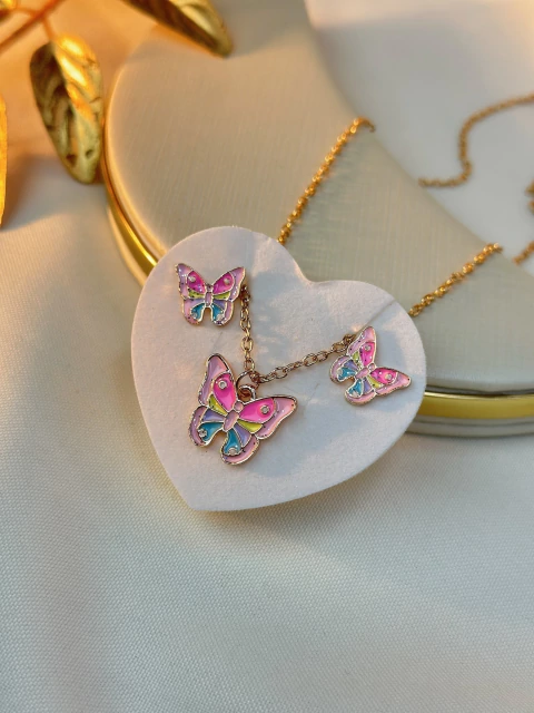 Kit brinco e colar infantil sortido BORBOLETA INFGR10 - comprar online