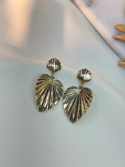 Brinco envelhecido folha pendurado BRIAL03 - comprar online