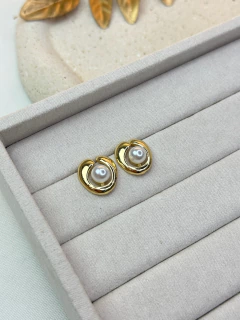 Brinco oval/pérola BRIJC12 - Ruchelli Bijoux