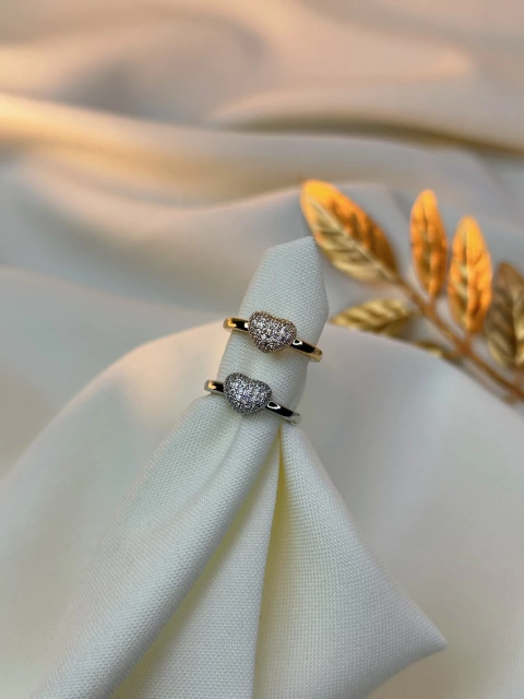 Anel coração arredondado cravejado ANJM02 - comprar online