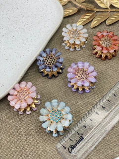 Piranha ferro P flor de vidro cravejado PIMU01 - Ruchelli Bijoux