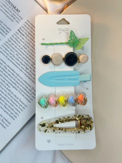 Cartelona 5 peças flocada e grampo de borboleta CAROT01 - loja online